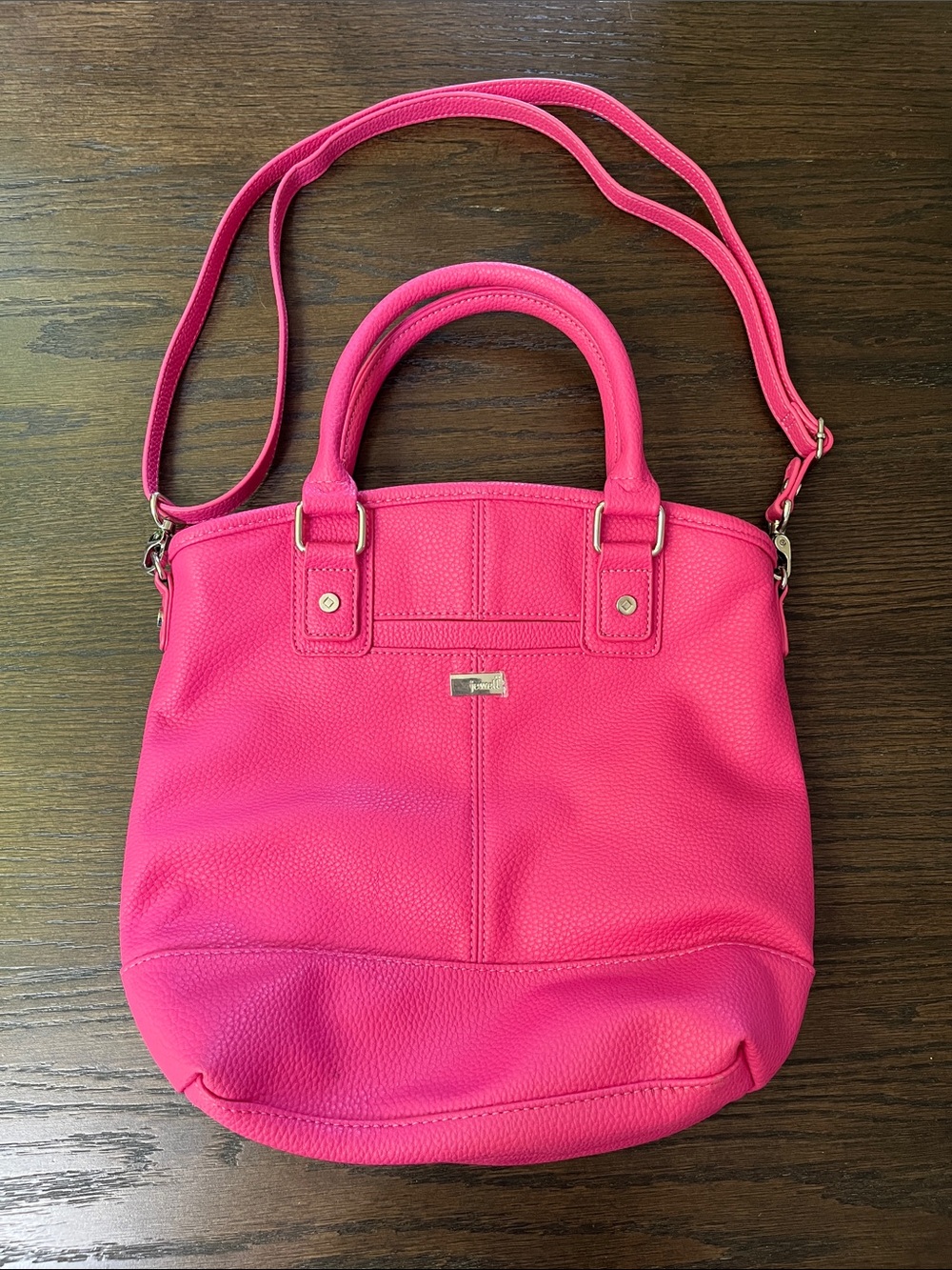 Jewell by Thirty-One Bright Pink Crossbody Pebbled Paris Purse